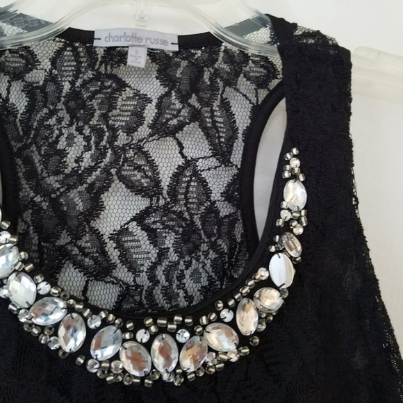 Black Lace Crop Top - Picture 4 of 5